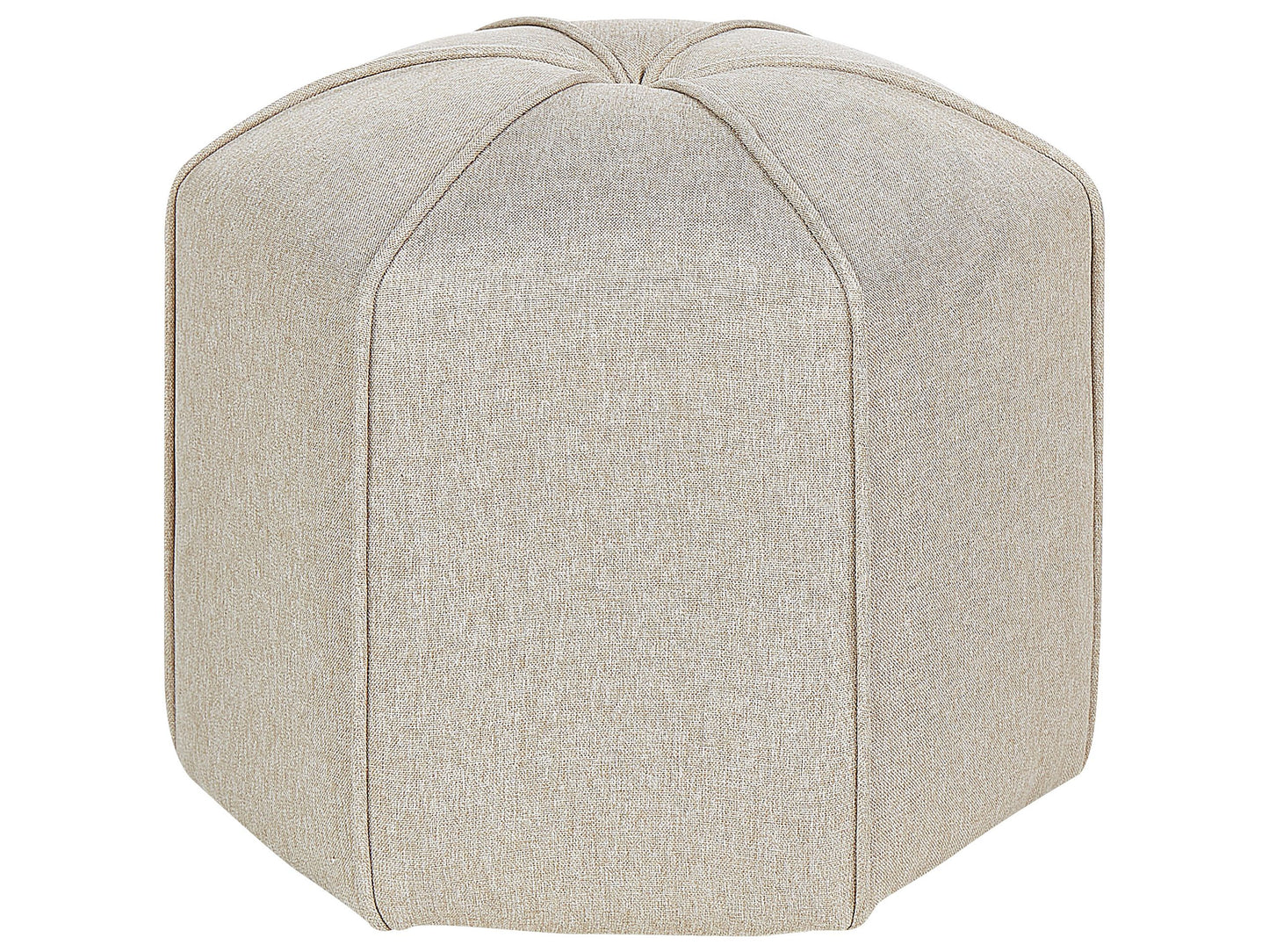 Beige Linen Pouffe Round 45cm Footstool