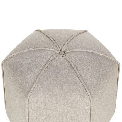 Beige Linen Pouffe Round 45cm Footstool