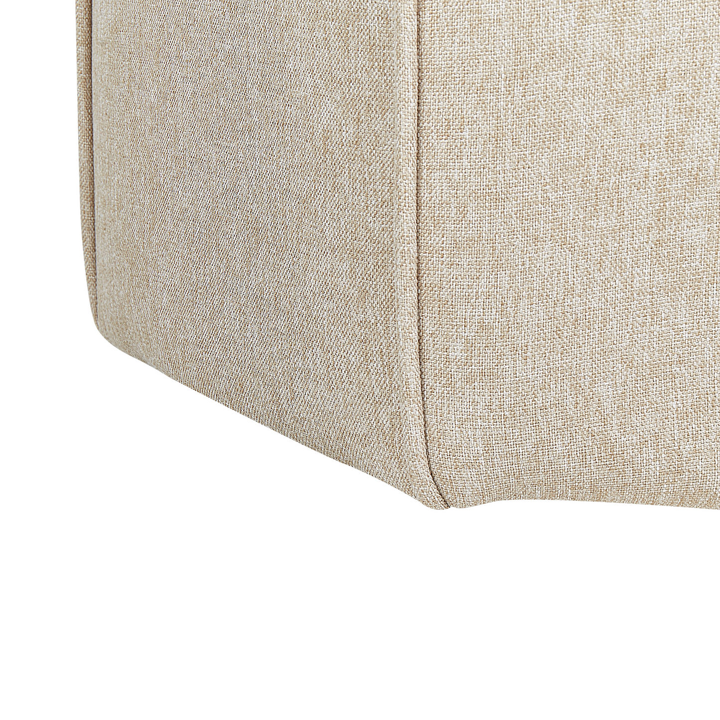 Beige Linen Pouffe Round 45cm Footstool