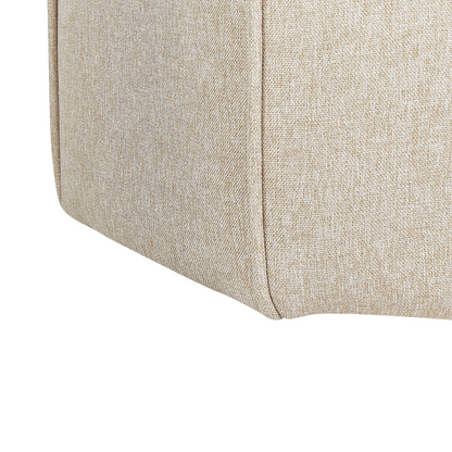 Beige Linen Pouffe Round 45cm Footstool