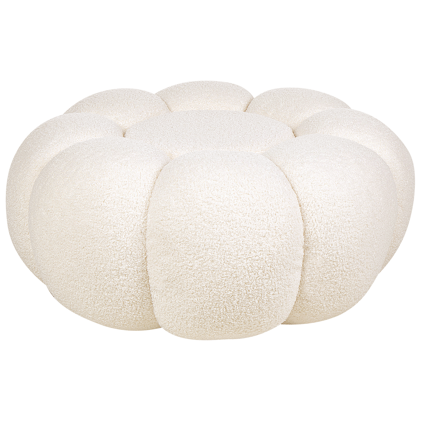 Maisonique Off White Boucle Pouffe Round 60cm Footstool