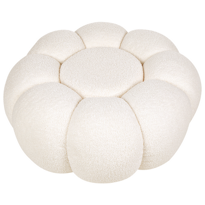 Maisonique Off White Boucle Pouffe Round 60cm Footstool