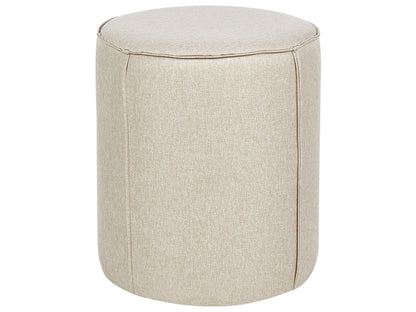 Beige Linen Round Pouffe 40 x 40 x 43cm Modern Accent Stool