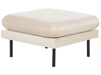 Home Pillow Top Velvet Footstool Ottoman in Light Beige with Sturdy Metal Legs