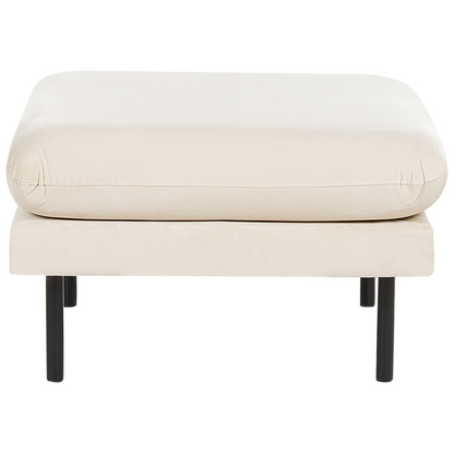 Home Pillow Top Velvet Footstool Ottoman in Light Beige with Sturdy Metal Legs