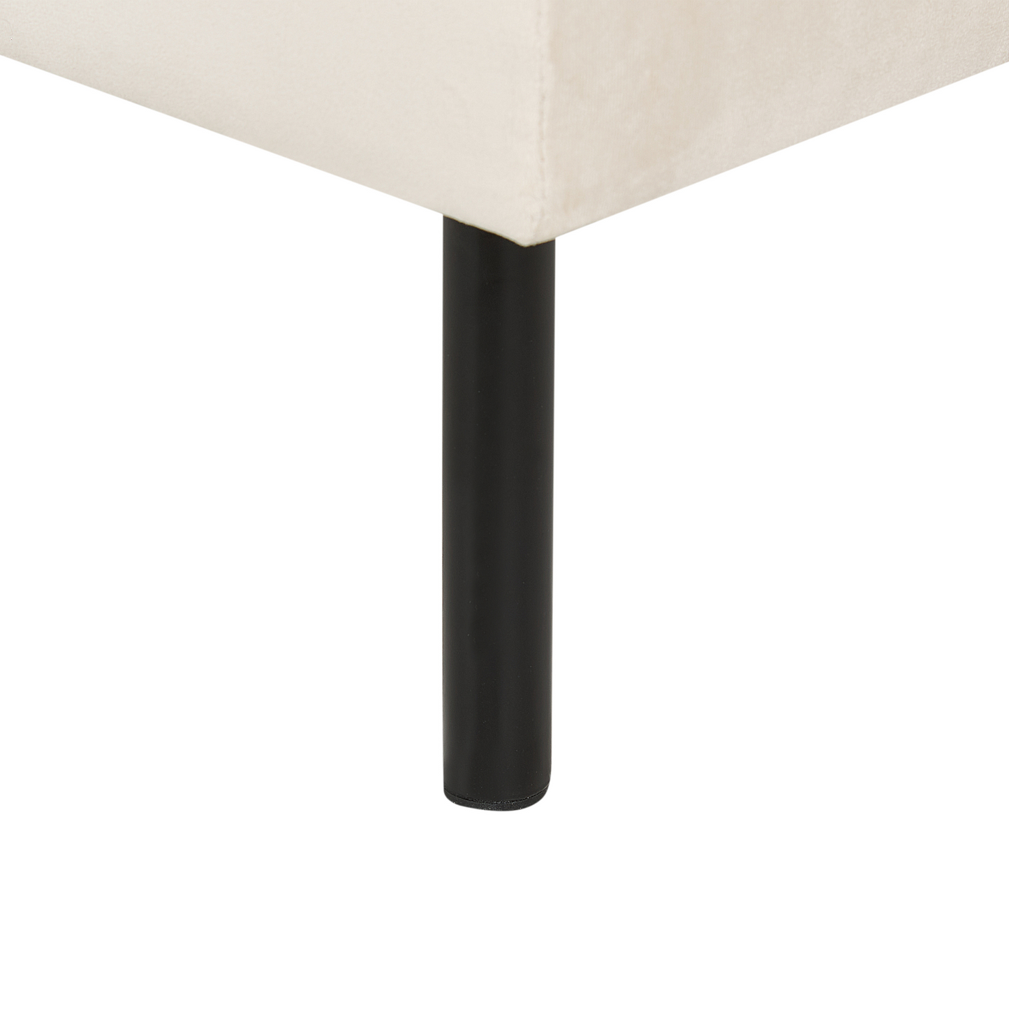 Home Pillow Top Velvet Footstool Ottoman in Light Beige with Sturdy Metal Legs