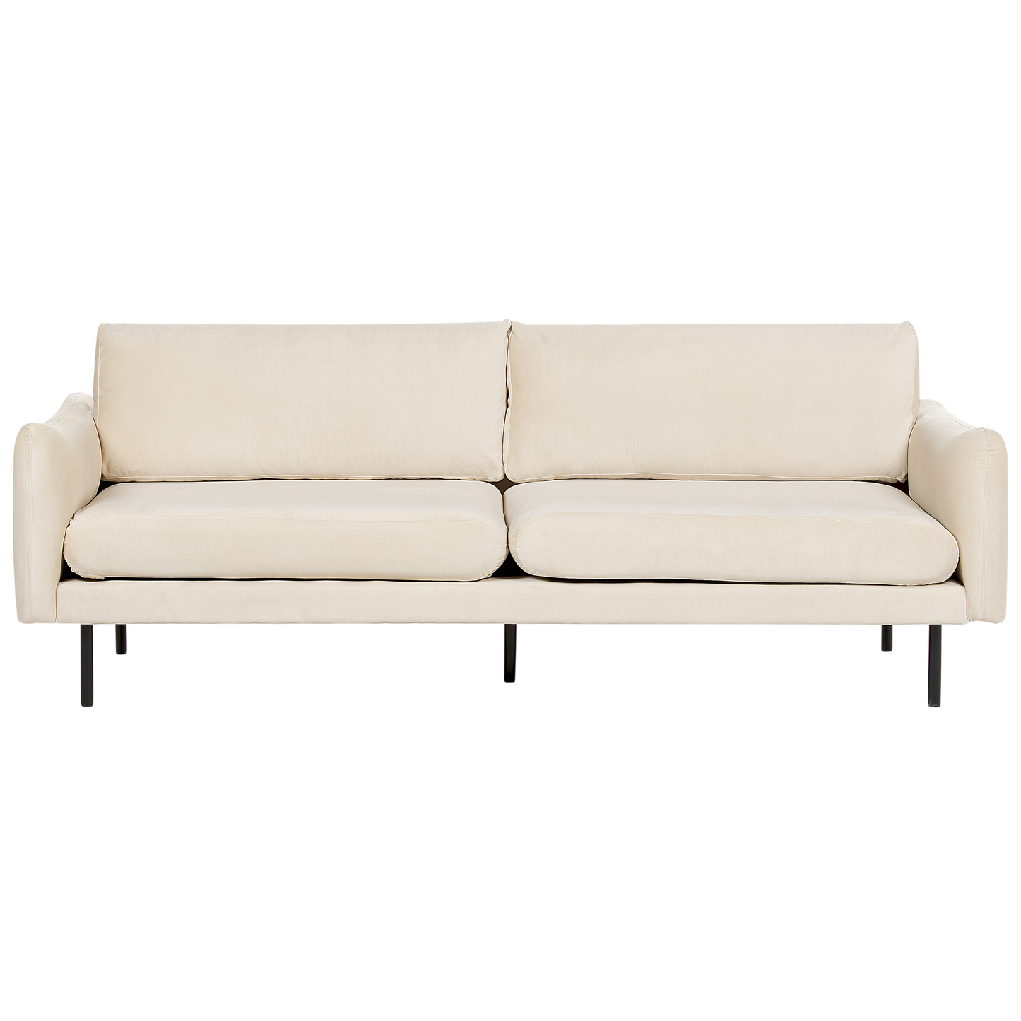 Living Room Set with Ottoman Beige Velvet Black Legs
