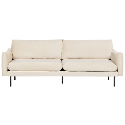 Living Room Set with Ottoman Beige Velvet Black Legs
