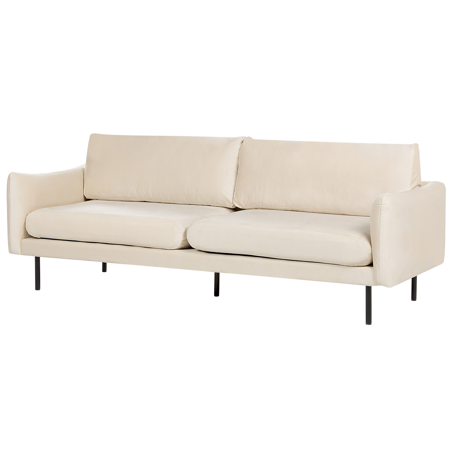 Living Room Set with Ottoman Beige Velvet Black Legs
