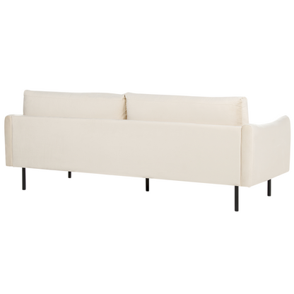 Living Room Set with Ottoman Beige Velvet Black Legs