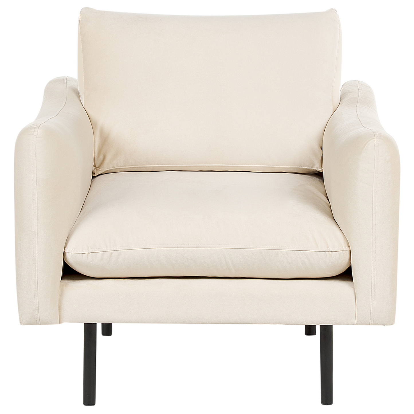 Living Room Set with Ottoman Beige Velvet Black Legs