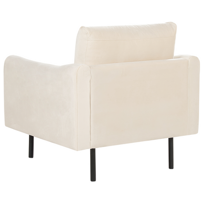 Living Room Set with Ottoman Beige Velvet Black Legs