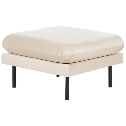 Living Room Set with Ottoman Beige Velvet Black Legs