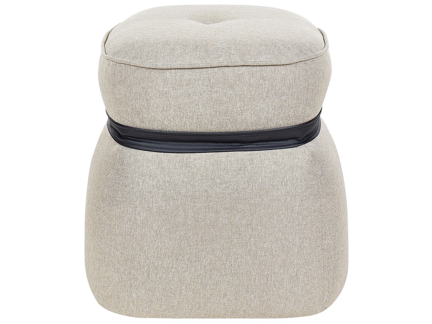 Living Beige Linen Round Pouffe 45cm Footstool