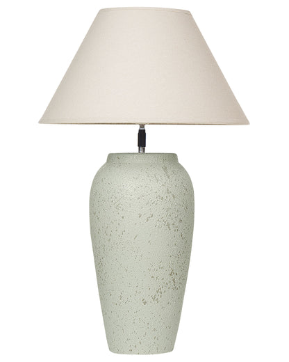 White Ceramic Table Lamp With Adjustable Linen Cone Shade