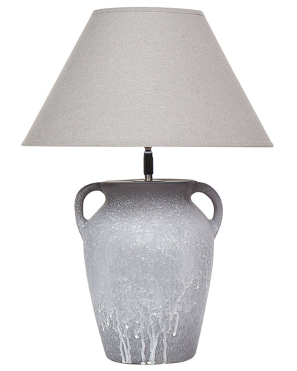 Table Lamp Grey Ceramic Base Adjustable Linen Shade