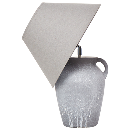 Table Lamp Grey Ceramic Base Adjustable Linen Shade