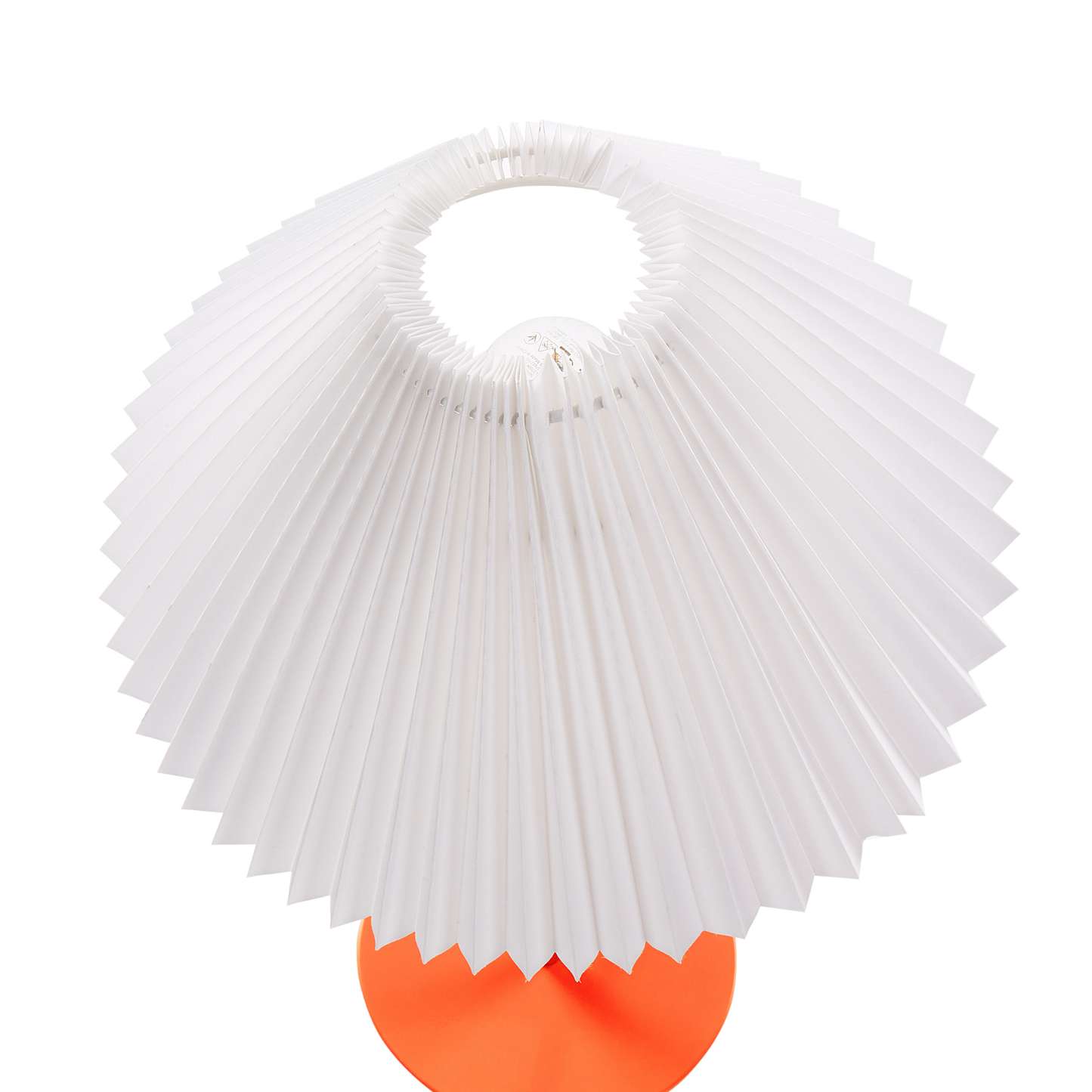 Table Lamp Orange Metal Base Pleated Shade Modern