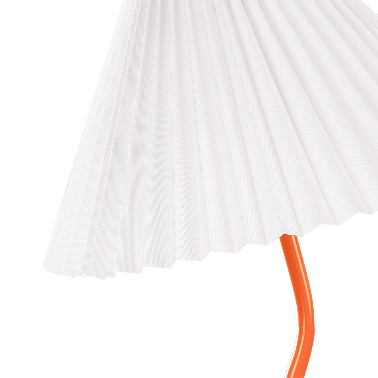 Table Lamp Orange Metal Base Pleated Shade Modern
