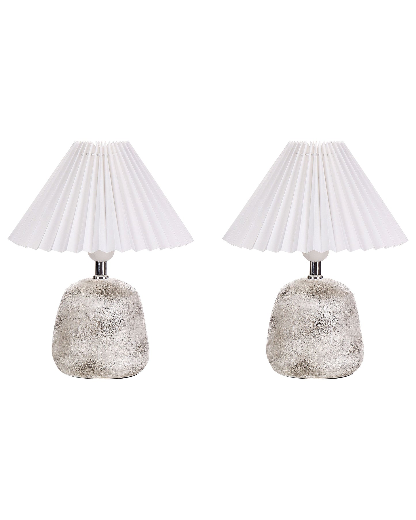 White Grey Ceramic Table Lamps Pleated Synthetic Shade