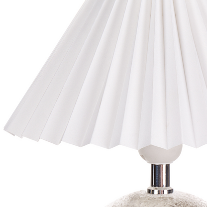 White Grey Ceramic Table Lamps Pleated Synthetic Shade