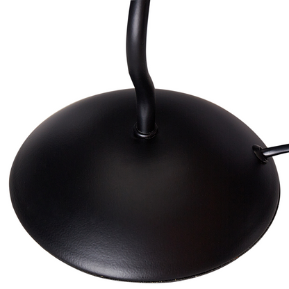 Vintage Table Lamp Black Metal Base White Pleated Shade
