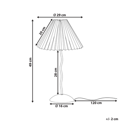 Vintage Table Lamp Black Metal Base White Pleated Shade