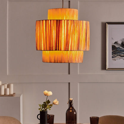 Three-Tier Natural Raffia Pendant Lamp