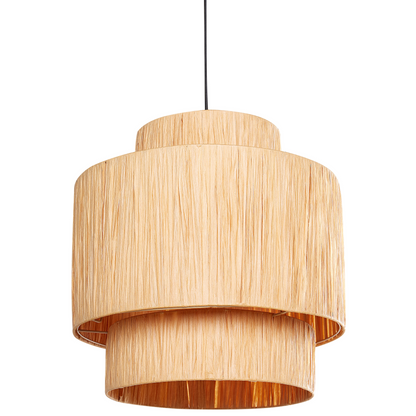 Three-Tier Natural Raffia Pendant Lamp