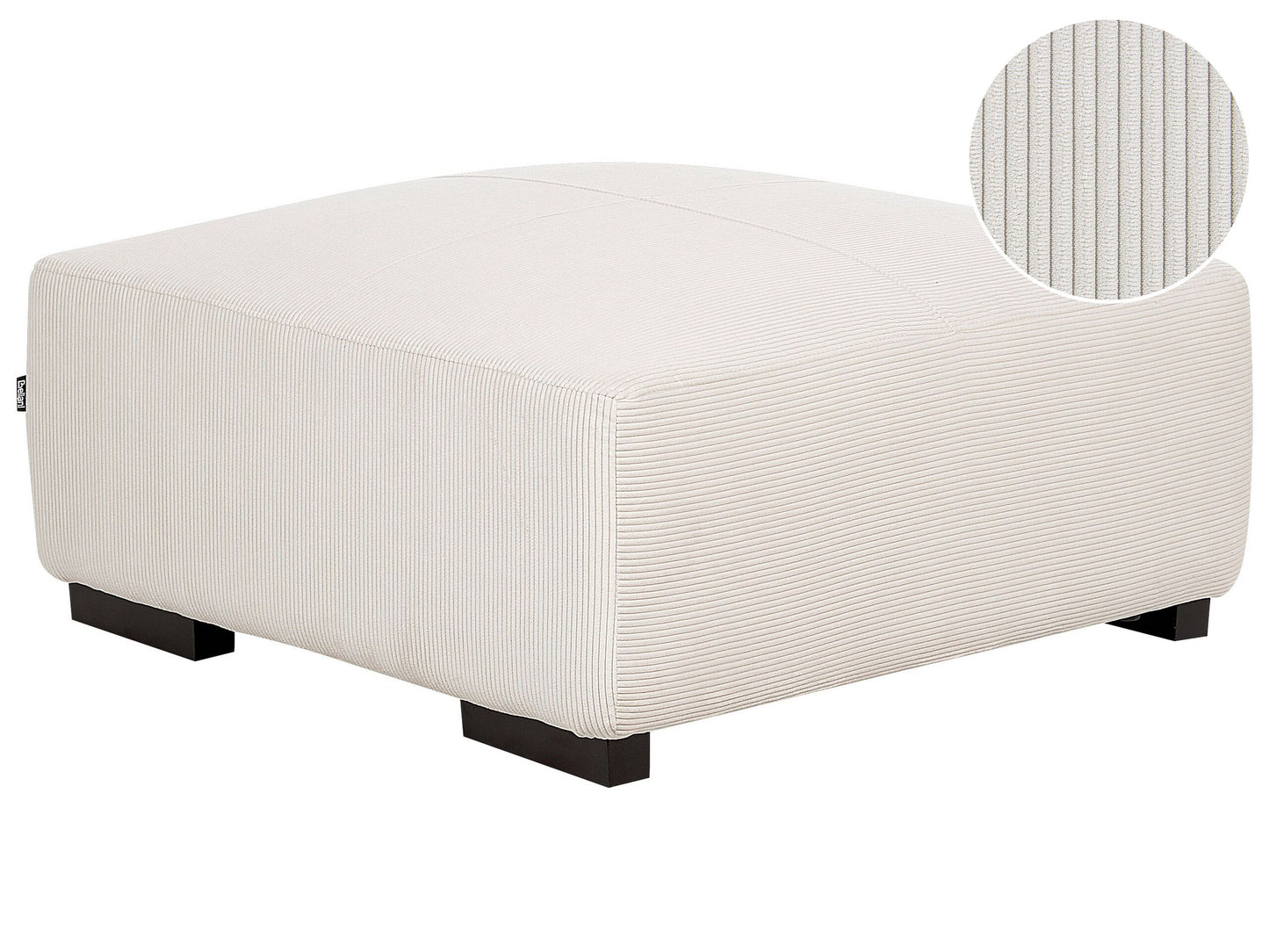 Off White Jumbo Corduroy Ottoman 80 x 80 x 35cm Square For Modern Living Room
