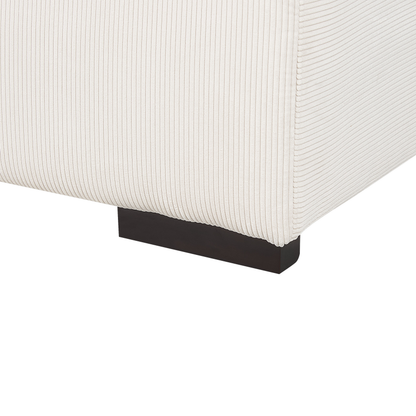 Off White Jumbo Corduroy Ottoman 80 x 80 x 35cm Square For Modern Living Room