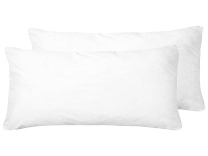 2 Pack Bed Pillows White Microfibre Cover Polyester Filling 40 x 80cm Low Profile Soft Hypoallergenic