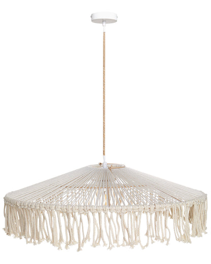 Handcrafted Pendant Lamp White Tassel Hand Woven Paper Rope Bohemian Ceiling Light