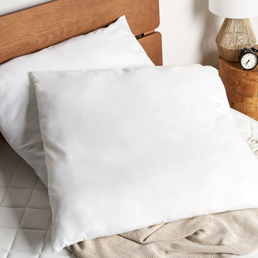 Two Pack White Microfibre Pillows Polyester Filling 80 x 80