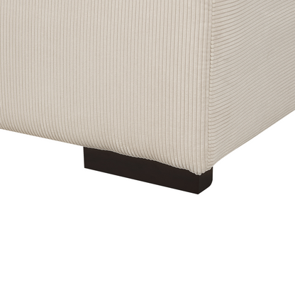 Beige Jumbo Corduroy Ottoman 80 x 80 x 35cm Square Corduroy Fabric For Modern Living Room