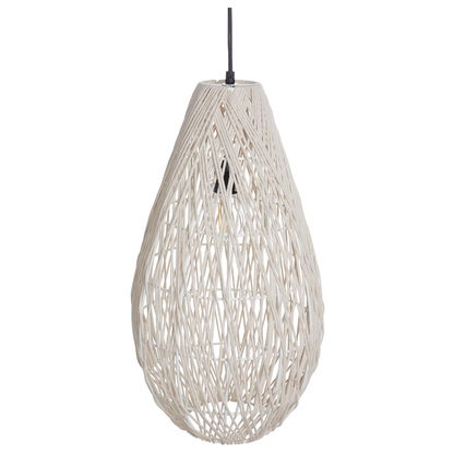 Pendant Lamp Beige Cotton Rope Cage Shade Japandi Natural