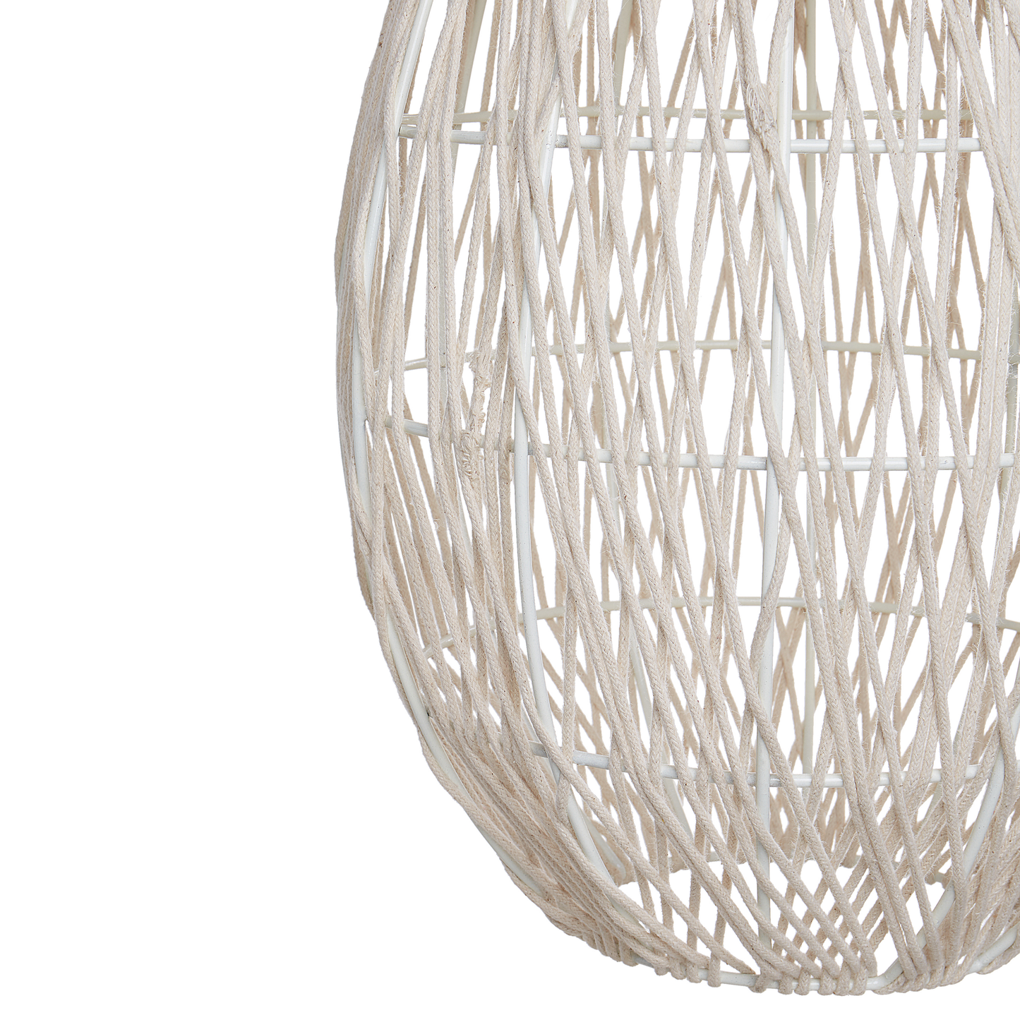 Pendant Lamp Beige Cotton Rope Cage Shade Japandi Natural