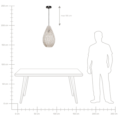 Pendant Lamp Beige Cotton Rope Cage Shade Japandi Natural