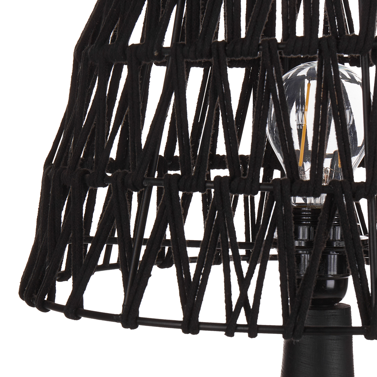 Lumora Mango Wood Table Lamp With Black Cotton Shade