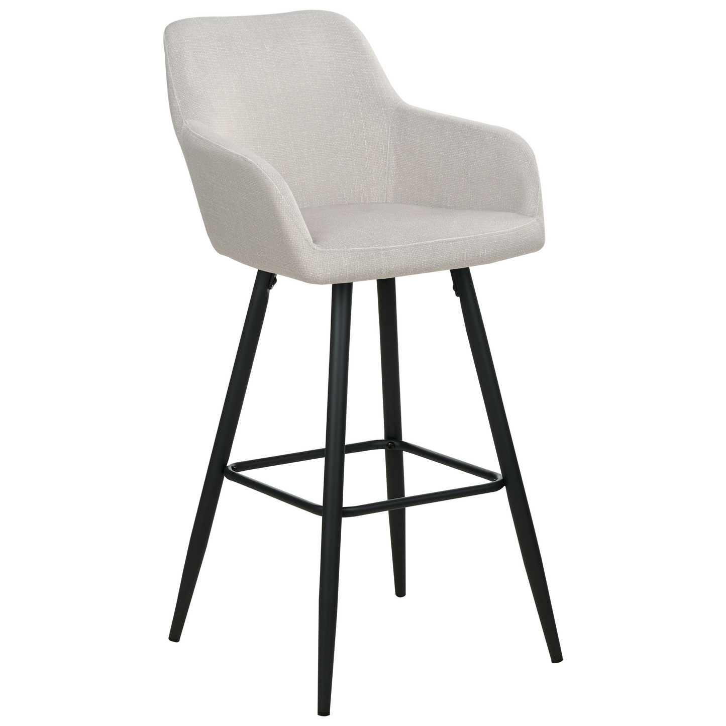 Home Velvet Bar Stool Set 2 Taupe With Arms Black Metal Legs
