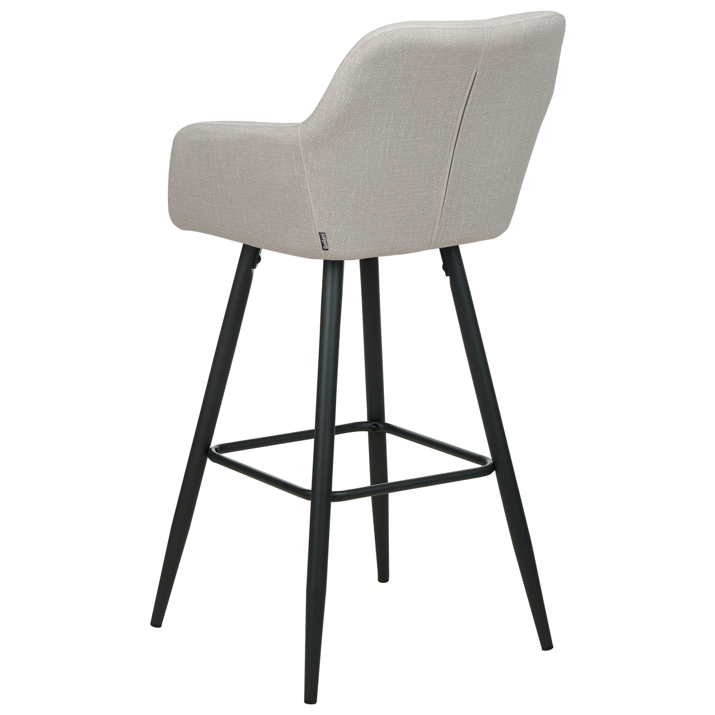 Home Velvet Bar Stool Set 2 Taupe With Arms Black Metal Legs