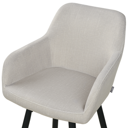 Home Velvet Bar Stool Set 2 Taupe With Arms Black Metal Legs