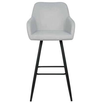 Velvet Bar Stool Set Of 2 With Arms Backrest Light Grey