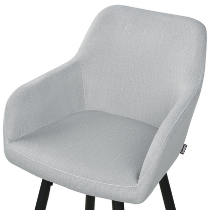 Velvet Bar Stool Set Of 2 With Arms Backrest Light Grey