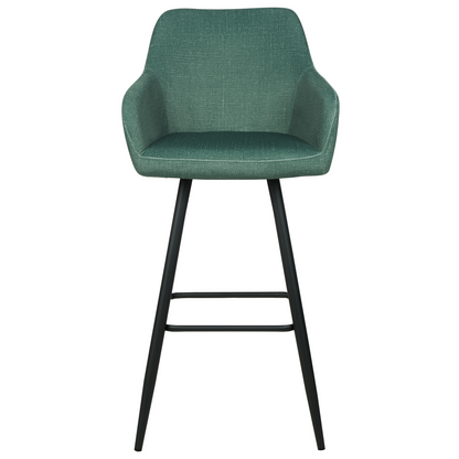 Green Velvet Bar Stool Set 2 With Arms Backrest Black Legs
