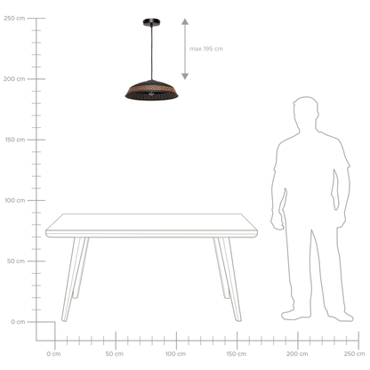 Pendant Hanging Lamp Black Iron PU Leather Dome Shade