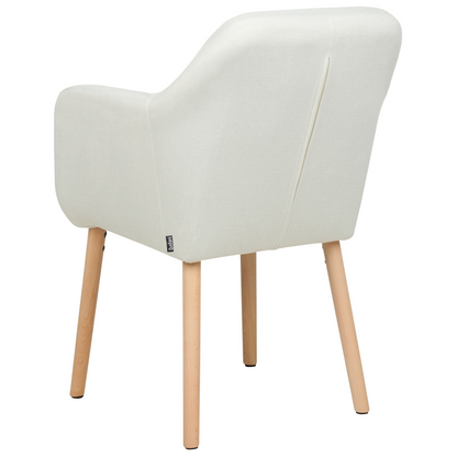 Prestige Dining Chair White Velvet Upholstery Armrests Wooden Legs