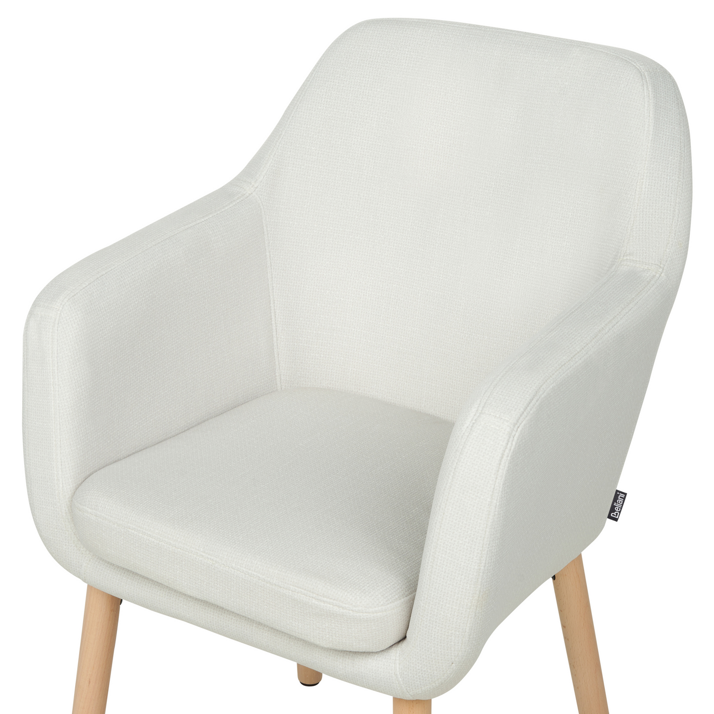 Prestige Dining Chair White Velvet Upholstery Armrests Wooden Legs