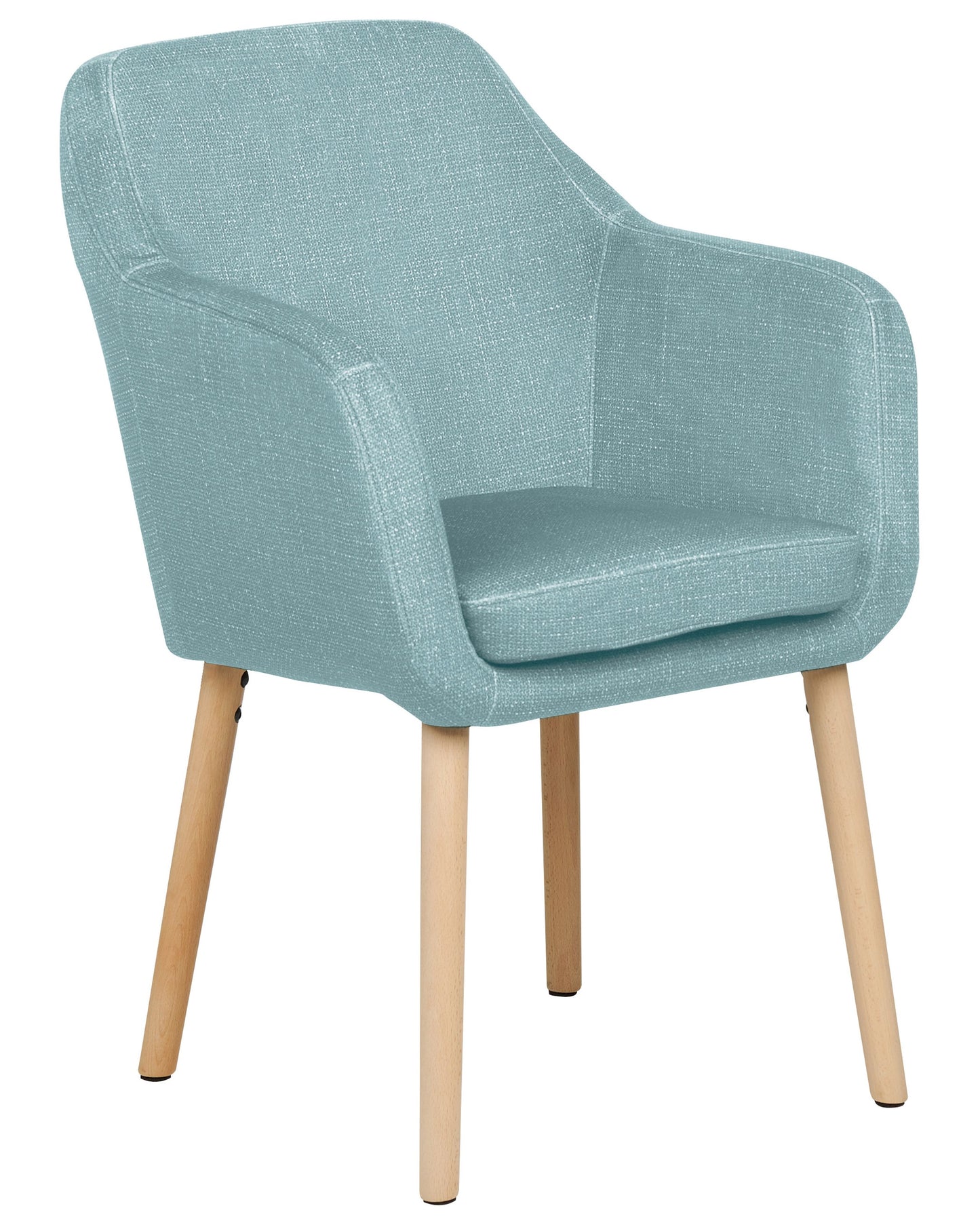 Blue Velvet Dining Chair With Armrests And Wooden Legs Classic Living Room Accent