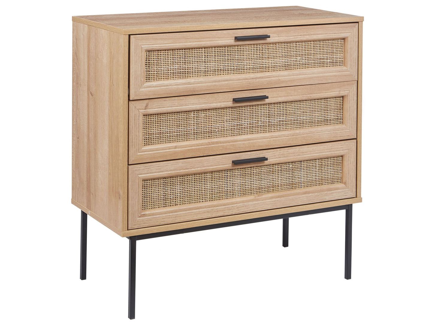 Rattan Chest Of Drawers 3 Drawers Black Frame